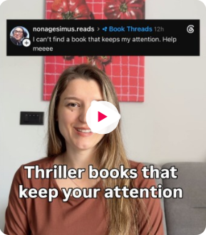 Sara recommending thriller books on Instagram